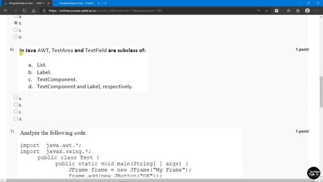 NPTEL Programming in Java Week 9 Quiz Assignment Solutions || August 2020 || Swayam смотреть онлайн