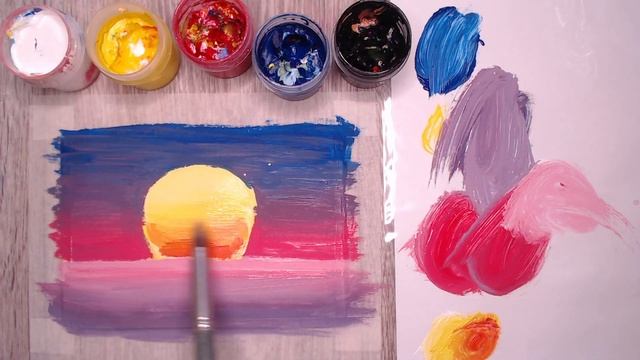 Как нарисовать закат гуашью смотреть онлайн