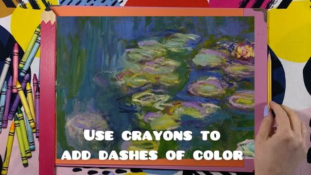 How to Draw an Impressionist Landscape of Claude Monet’s Lily Pond and Bridge Using Crayons! смотреть онлайн