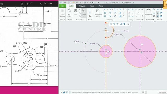 #12 Creo Sketch Tutorial- Creo Practice Exercise No-01 смотреть онлайн