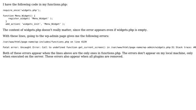 Wordpress: Error gets thrown when calling require_once on widget.php смотреть онлайн