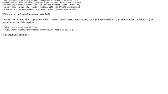 Ubuntu: Installing Nvidia drivers with pkg1.run ends with "no Version.h found" смотреть онлайн
