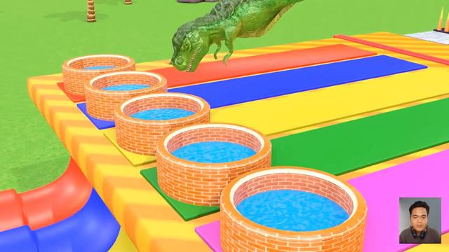 Long Slide Game With Elephant Gorilla Buffalo Hippopotamus Tiger - 3d Animal Game - Funny 3d Animal