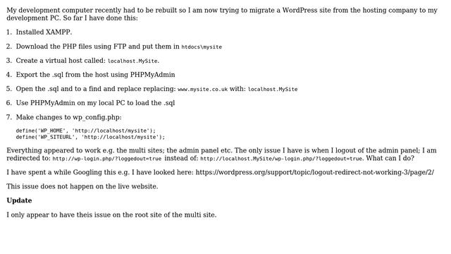 Wordpress: Why is the domain name missing from the logout redirect? смотреть онлайн
