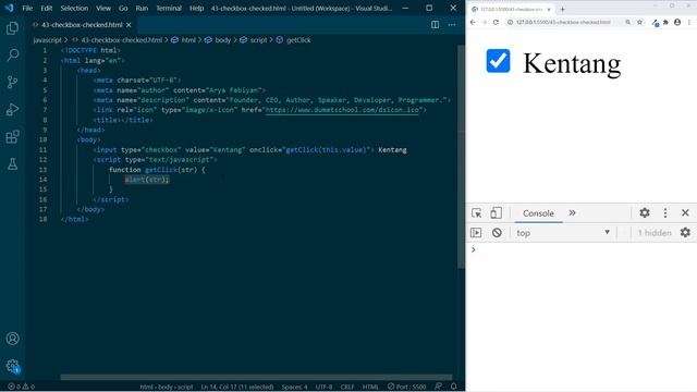 Belajar Javascript Checkbox Dengan Onclick смотреть онлайн