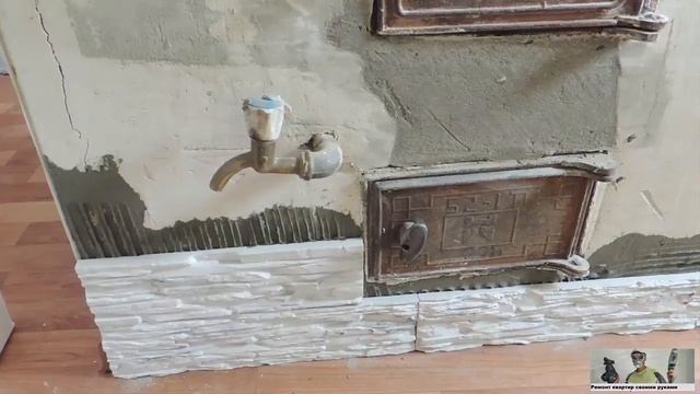 Облицовка печи - обкладываю печку гипсовым камнем смотреть онлайн