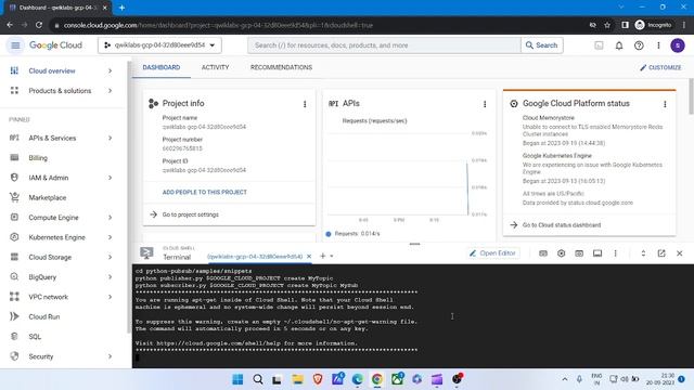 Google Cloud Pub/Sub: Qwik Start - Python || Google Cloud Study Jam 2023 || GCCF || смотреть онлайн
