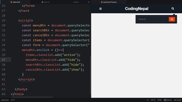 Responsive Navbar with Search Box in HTML CSS & JavaScript (Part -2) | CodingNepal смотреть онлайн
