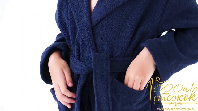 Детский махровый халат с капюшоном Премиум Россия (Темно-синий) - 1000 и 1 стежок смотреть онлайн