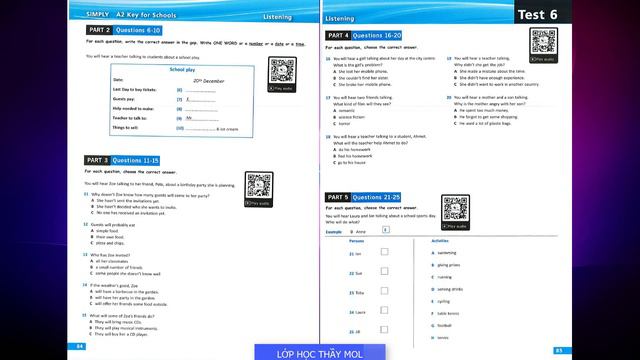 KET Listening 2020 TEST 6 - A2 Key for Schools 8 Practice Tests SIMPLY with ANSWER KEY смотреть онлайн