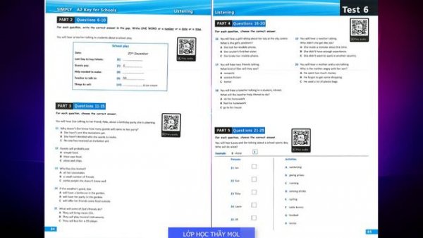 KET Listening 2020 TEST 6 - A2 Key for Schools 8 Practice Tests SIMPLY with ANSWER KEY
