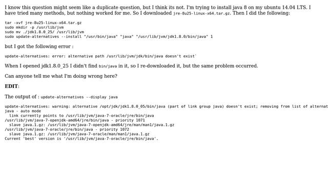 Installing java 8:update-alternatives: error: alternative path /usr/lib/jvm/jdk1.8.0/bin/java... смотреть онлайн