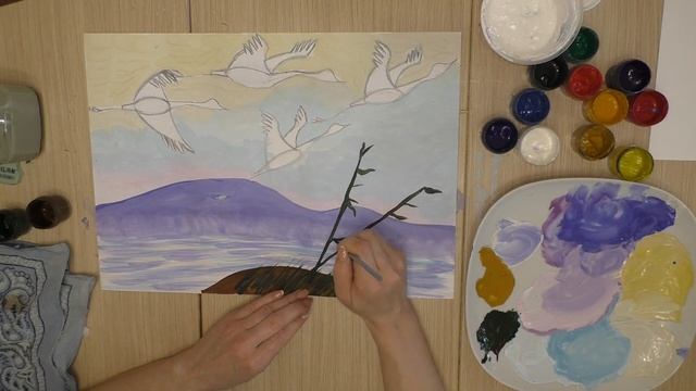 Рисование с Лидией Монетовой. "Журавли" смотреть онлайн