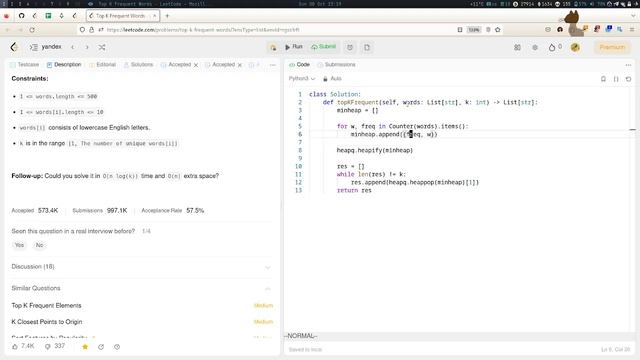 Решение Top K Frequent Words | Bucket Sort | Priority Queue | Heap смотреть онлайн