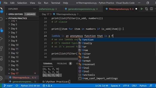 Python List Comprehension, Generator Expressions ,Filter, Map, Reduce, Two dimensional lists Day 17 смотреть онлайн