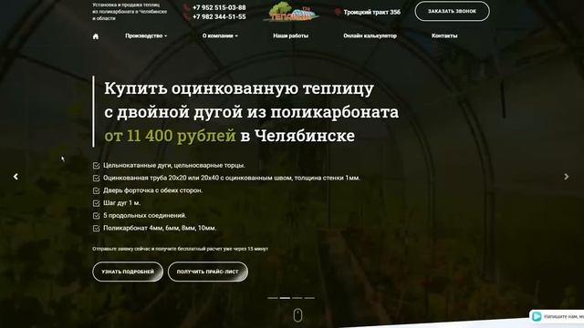 Купить теплицу из поликарбоната недорого в «Теплица 174» с доставкой по Челябинской области смотреть онлайн