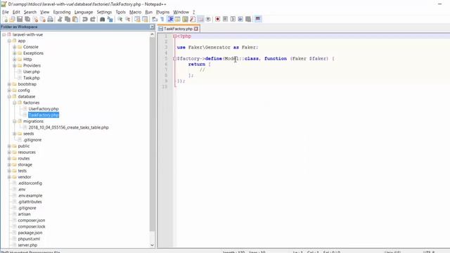 Todo App with Laravel 5.7 and Vue Js 2 - Setup Migration and Generate Fake Data смотреть онлайн