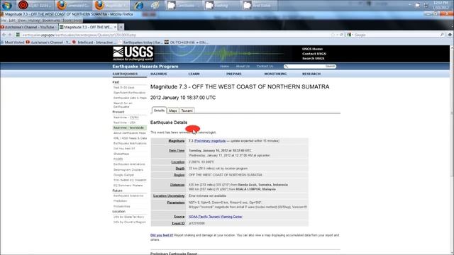 1/10/2012 -- 7.3 magnitude earthquake in Sumatra -- northwest of Australia смотреть онлайн