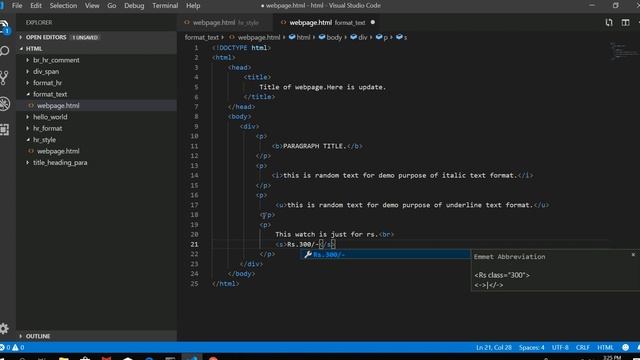 HTML TUTORIAL - 8 format text elements in html | bold, italic, strike, underline, text in html. смотреть онлайн