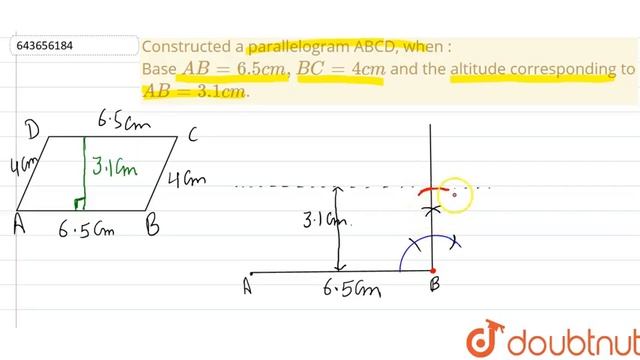 Constructed a parallelogram ABCD, when : Base AB=6.5cm, BC=4cm and the altitude corresponding to... смотреть онлайн