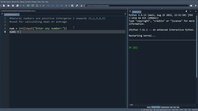 To generate sum of n number of natural number | Python смотреть онлайн