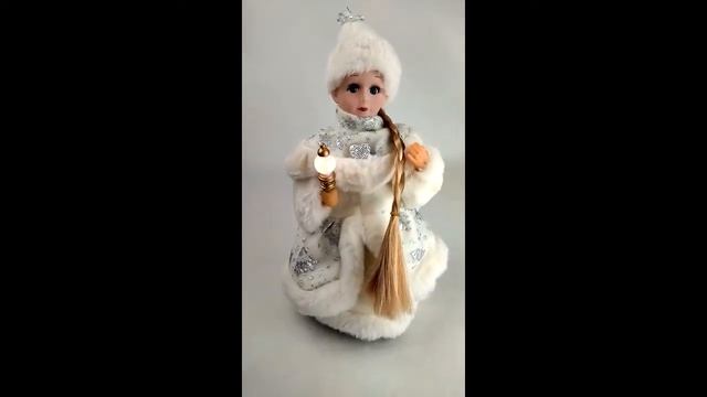Обзор - фигурка новогодняя под елку, музыкальная снегурочка белая смотреть онлайн
