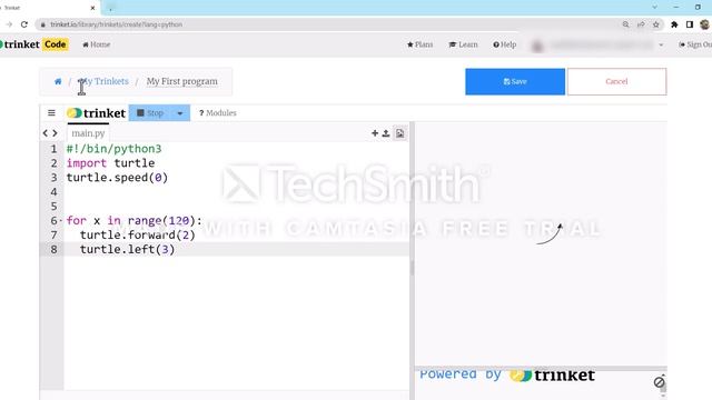 My First Program in Python | Trinket Python | Changing Colour | Drawing Shapes | Change Pen Size | смотреть онлайн