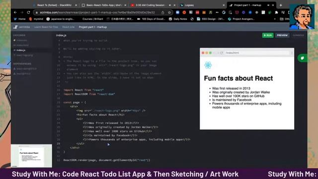 No Talk, Study With Me, Lofi Music: Code React Todo List App & Then Sketching / Art Work смотреть онлайн