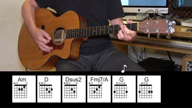 One - U2 - Acoustic Guitar - Original Vocals - Chords смотреть онлайн