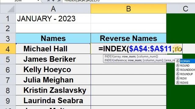 Reverse a List using Formulas [Using Excel INDEX() Formula] смотреть онлайн