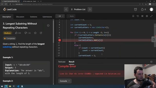 LeetCode in C# | 3. Longest Substring Without Repeating Characters смотреть онлайн