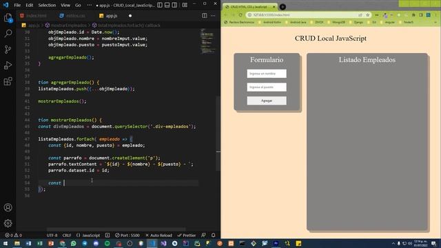 CRUD Local (usando array) HTML, CSS y JavaScript смотреть онлайн