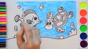Подводный мир. Рисуем животных. Урок рисования для детей. Раскраска.