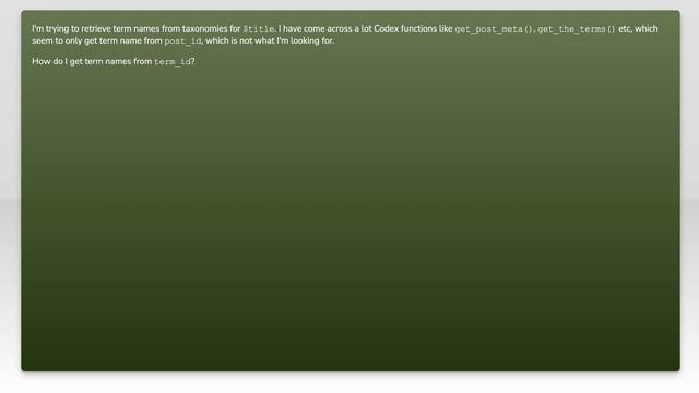 Wordpress- How to get term name from term_ID? смотреть онлайн