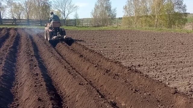 нарезаем борозды под картофель на тз4к14 самодельным окучником смотреть онлайн