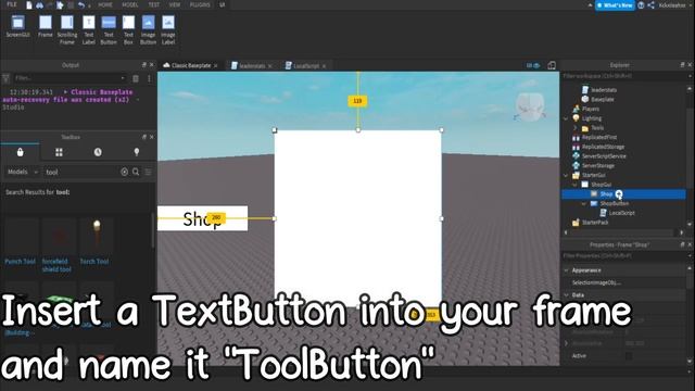 How to make a Tool Shop GUI On Roblox Studio смотреть онлайн