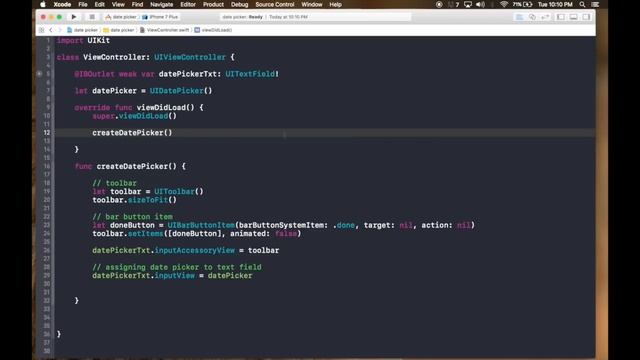 UI Date Picker for UI Text Field(with UI Tool Bar) (Swift 3 + Xcode8) смотреть онлайн