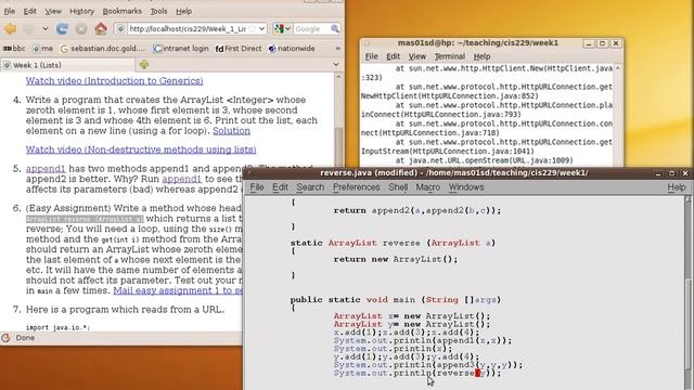 Reversing a list in Java смотреть онлайн