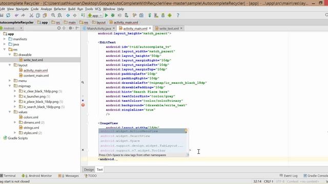 Google places Autocomplete with Recycler View Android Studio Part 1 смотреть онлайн