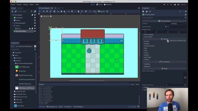 GODOT TUTORIAL: Using a NinePatchRect to create flexible, reusable backgrounds смотреть онлайн