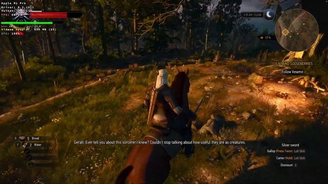 The Witcher 3 - CrossOver 21 - MacBook Pro 2021 M1 Pro 10 CPU 16 GB 16 GPU смотреть онлайн