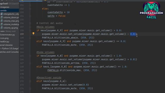 MÚSICA DE FONDO y CONTROLES DE VOLUMEN para el jugador - Pygame de cero - Capítulo 6 смотреть онлайн