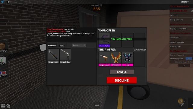 Roblox MM2: Trading Elderwood Scythe for Ginger Luger, Phoenix, and Icey смотреть онлайн