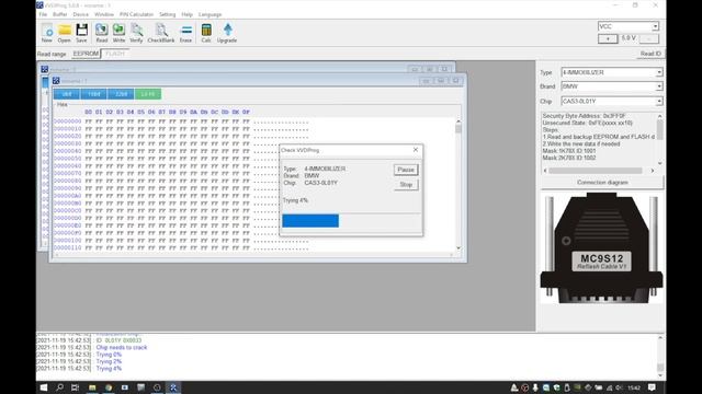 reading CAS3 bin dump eeprom and flash MC9S12DG256CPV 0L01Y with VVDIProg 5.0.8 MC9S12 смотреть онлайн