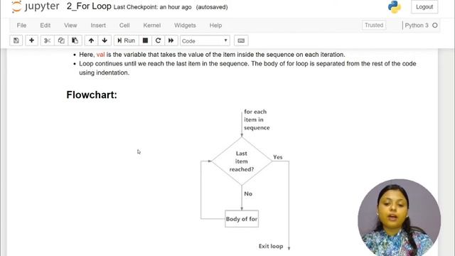 PY16: Python For Loop : Syntax , Flowchart, Python For Loop llive running Example in hindi смотреть онлайн