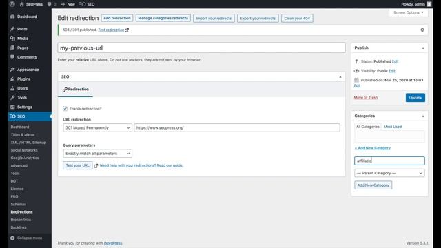 Create a redirect in WordPress with SEOPress смотреть онлайн