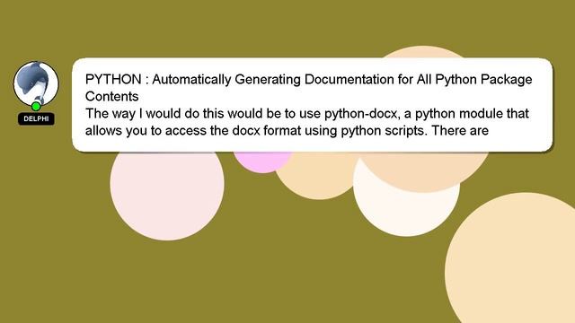 PYTHON : Automatically Generating Documentation for All Python Package Contents смотреть онлайн