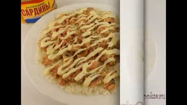 Салат 'Жар Птица' ( Рис, Рыбные консервы) смотреть онлайн