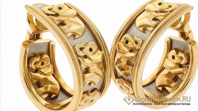 Золотые серьги «Прогулка слонов» с изумрудами Cartier 648042 смотреть онлайн