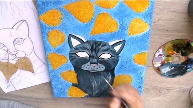 Портрет кота. Как нарисовать картину с котом. Кот Женька. смотреть онлайн